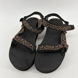 Teva Midform Universal Leopard Brown Print Sandals Women's Size 8